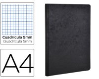 Libreta age-bag tapa cartulina lomo cosido cuadro 5 mm 96 hojas color negro 210x297 mm