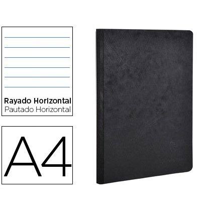 Libreta age-bag tapa cartulina lomo cosido rayado horizontal 96 hojas color negro 210x297 mm