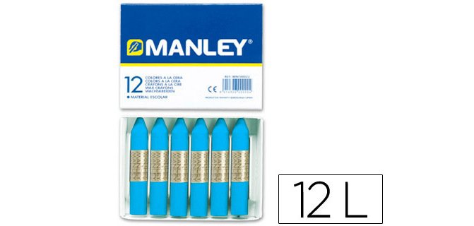 Lapices cera manley unicolor azul cobalto n.20 caja de 12 unidades