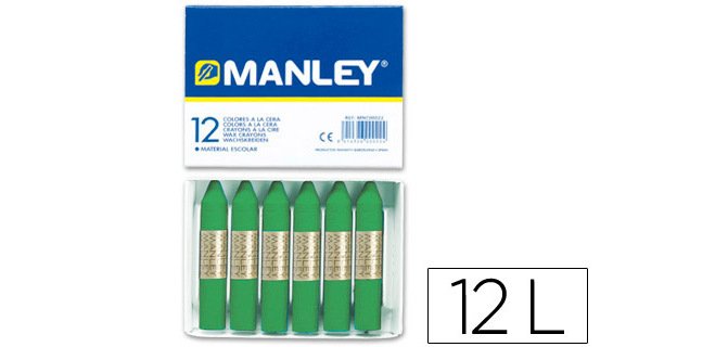 Lapices cera manley unicolor verde primavera n.25 caja de 12 unidades