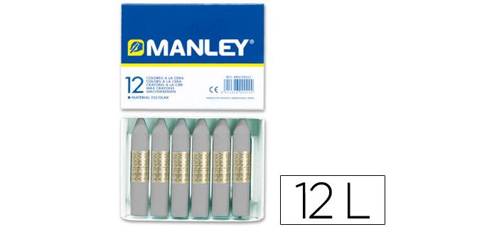 Lapices cera manley unicolor gris n.72 caja de 12 unidades