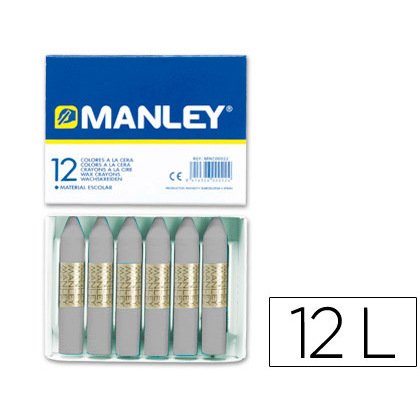 Lapices cera manley unicolor gris n.72 caja de 12 unidades