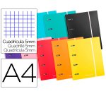 Carpeta con recambio liderpapel a4 cuadro 5 mm 120 hojas 80 g forrada 4 anillas 40 mm redondas colores surtido
