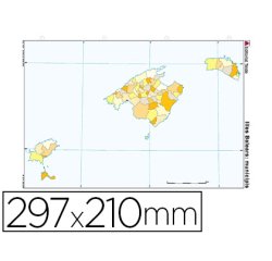 Mapa mudo color din a4 islas baleares politico