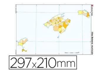 Mapa mudo color din a4 islas baleares politico