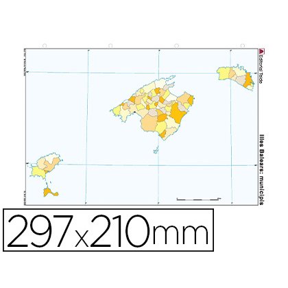 Mapa mudo color din a4 islas baleares politico