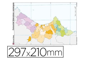Mapa mudo color din a4 comunidad valenciana politico