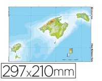 Mapa mudo color din a4 islas baleares fisico