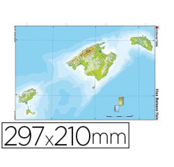 Mapa mudo color din a4 islas baleares fisico