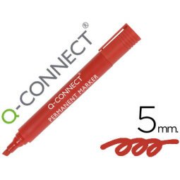 Rotulador q-connect marcador permanente rojo punta biselada 5 mm