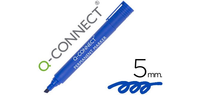 Rotulador q-connect marcador permanente azul punta biselada 5 mm