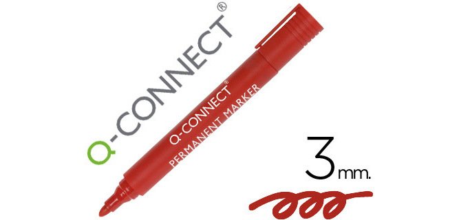 Rotulador q-connect marcador permanente rojo punta redonda 3 mm