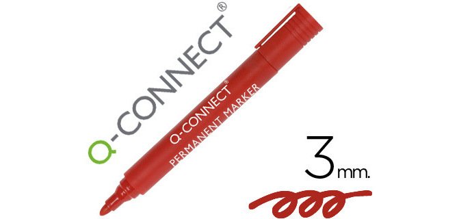 Rotulador q-connect marcador permanente rojo punta redonda 3 mm