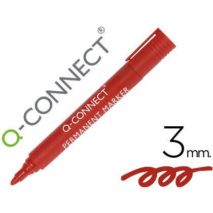 Rotulador q-connect marcador permanente rojo punta redonda 3 mm