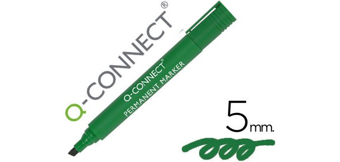 Rotulador q-connect marcador permanente verde punta biselada 5 mm