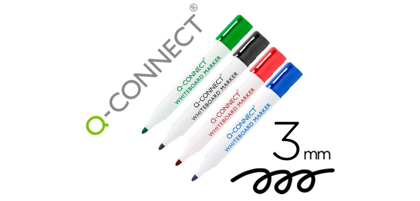Rotulador q-connect pizarra blanca colores surtidos punta redonda 3 mm