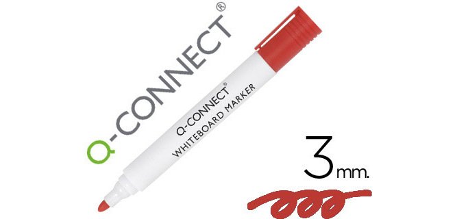 Rotulador q-connect pizarra blanca color rojo punta redonda 3 mm