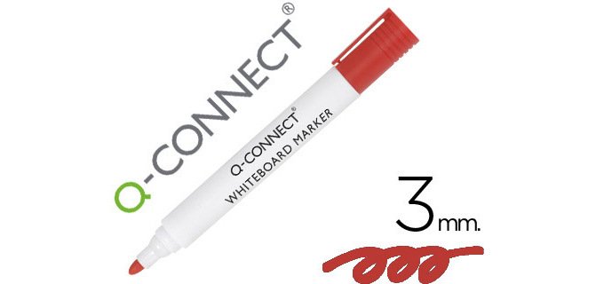 Rotulador q-connect pizarra blanca color rojo punta redonda 3 mm