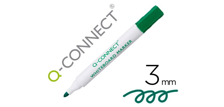 Rotulador q-connect pizarra blanca color verde punta redonda 3 mm