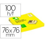 Bloc de notas adhesivas quita y pon q-connect 76x76 mm amarillo neon zig-zag