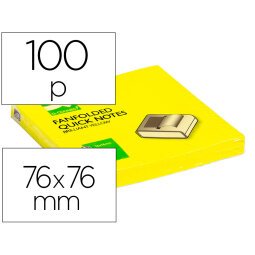 Bloc de notas adhesivas quita y pon q-connect 76x76 mm amarillo neon zig-zag