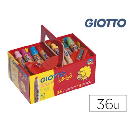 Lapices de colores giotto bebe super schoolpack de 36 unidades + 2 sacapuntas