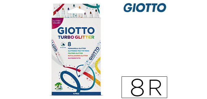 Rotulador giotto turbo glitter purpurina caja de 8 unidades