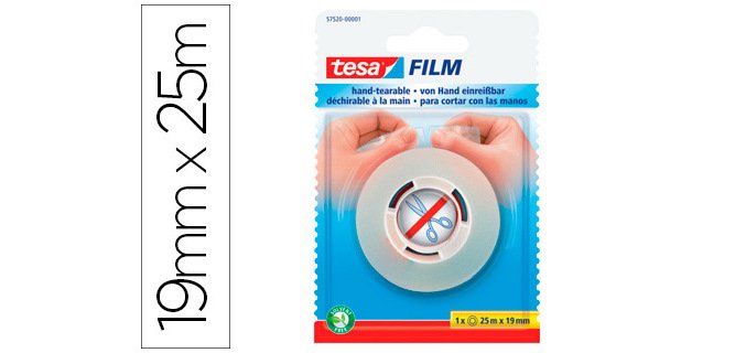 Cinta adhesiva tesafilm sin tijeras 25 m x 19 mm
