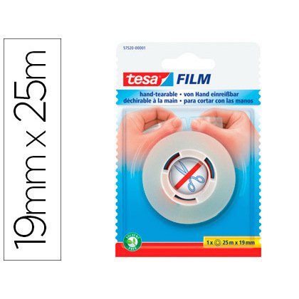 Cinta adhesiva tesafilm sin tijeras 25 mt x 19 mm