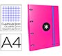 Carpeta con recambio antartik a4 cuadro 5mm forrada 4 anillas 25mm redondas color rosa