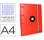 Carpeta con recambio antartik a4 cuadro 5mm forrada 4 anillas 25mm redondas color rojo