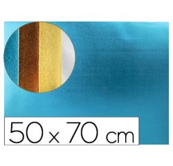 Goma eva liderpapel 50x70 cm espesor 2 mm metalizada azul claro