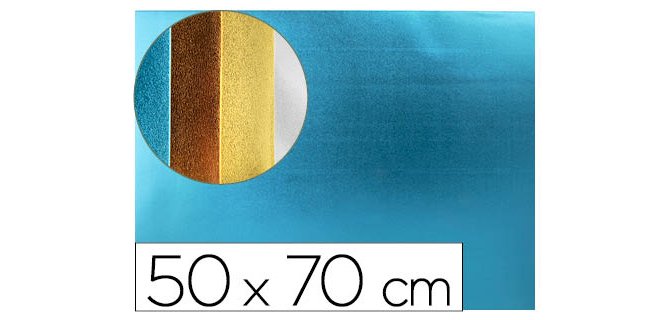 Goma eva liderpapel 50x70 cm espesor 2 mm metalizada azul claro