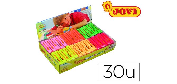 Plastilina jovi 70f tamaño pequeño caja de 30 unidades colores fluorescentes surtidos