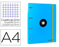Carpeta con recambio antartik a4 cuadro 5mm forrada 4 anillas 25mm redondas color azul