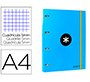 Carpeta con recambio antartik a4 cuadro 5mm forrada 4 anillas 25mm redondas color azul