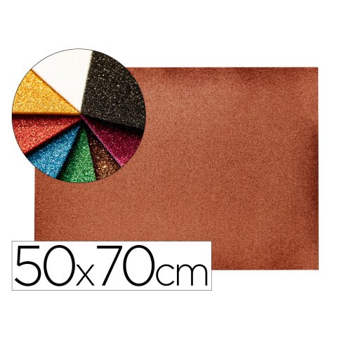 Goma eva con purpurina biodegradable liderpapel 50x70cm 60g/m2 espesor 2 mm marron