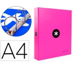 Carpeta 4 anillas 40 mm mixtas antartik a4 forrada color rosa