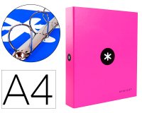Carpeta 4 anillas 40 mm mixtas antartik a4 forrada color rosa