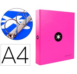 Carpeta 4 anillas 40 mm mixtas antartik a4 forrada color rosa