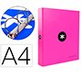 Carpeta 4 anillas 40 mm mixtas antartik a4 forrada color rosa