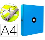 Carpeta 4 anillas 40 mm mixtas antartik a4 forrada color azul