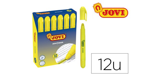 Marcador de cera gel jovi fluorescente amarillo caja de 12 unidades