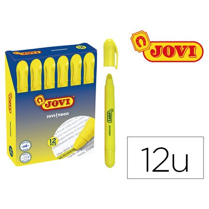 Marcador de cera gel jovi fluorescente amarillo caja de 12 unidades