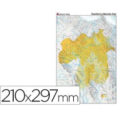 Mapa mudo color din a4 castilla-la mancha fisico