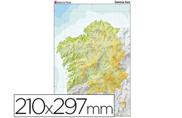 Mapa mudo color din a4 galicia fisico
