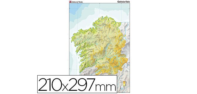 Mapa mudo color din a4 galicia fisico