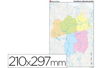 Mapa mudo color din a4 castilla-la mancha politico