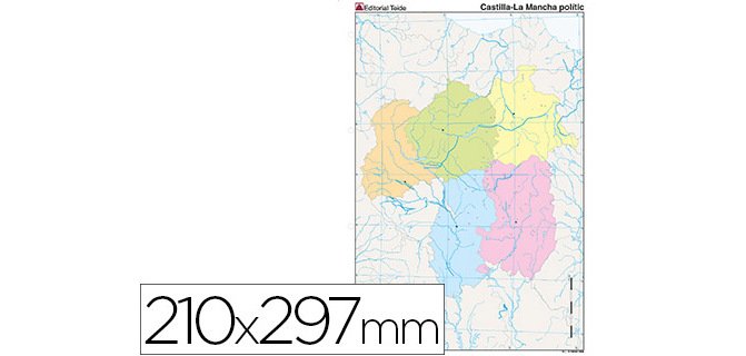 Mapa mudo color din a4 castilla-la mancha politico