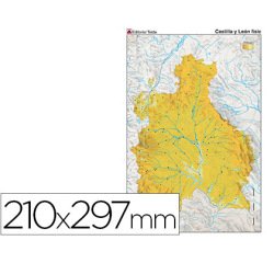 Mapa mudo color din a4 castilla-leon fisico